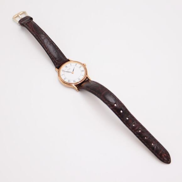 Vintage Seiko Petite Roman 26mm Watch Brown Croco Leather V700-6091 New Battery